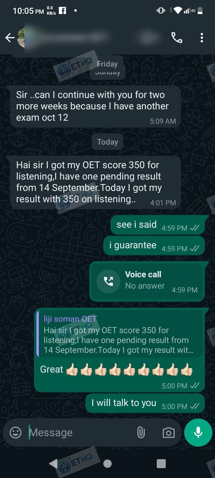 Story 1, after: the same student sharing their passing result