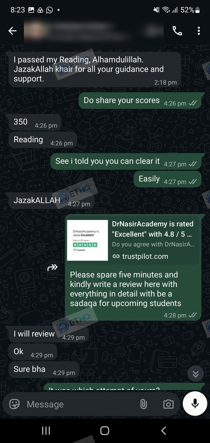 Story 6, after: the same student sharing their passing result