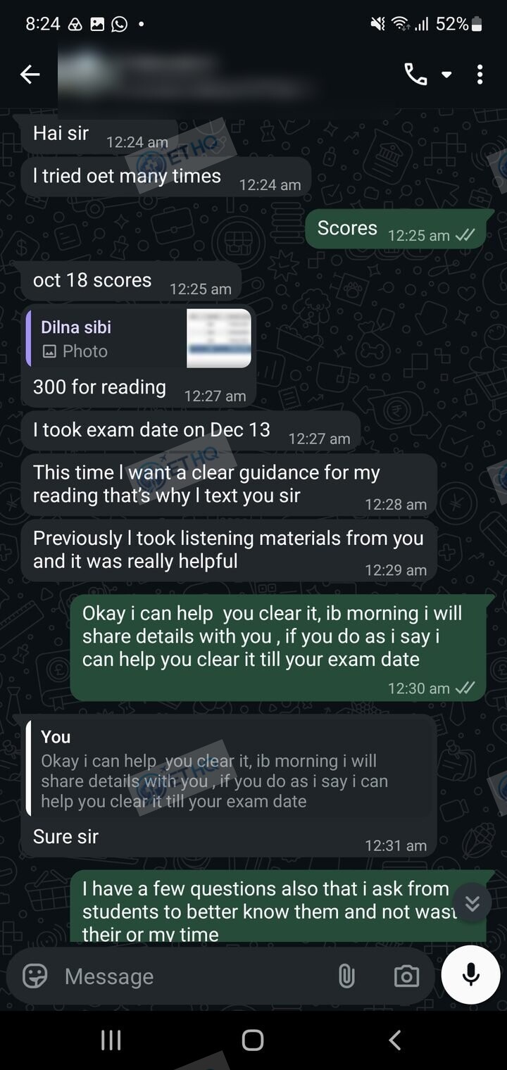 Story 7, before: the student's first message asking for help