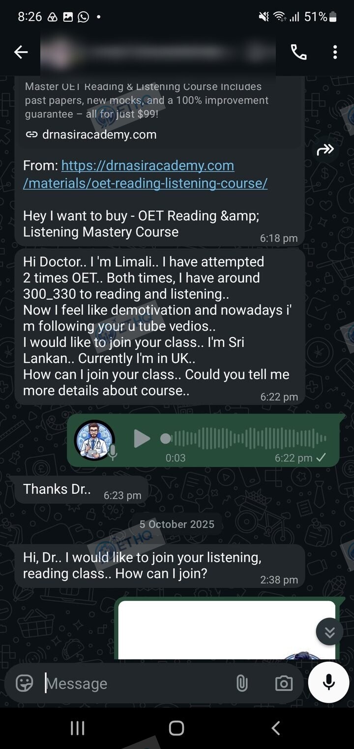 Story 8, before: the student's first message asking for help