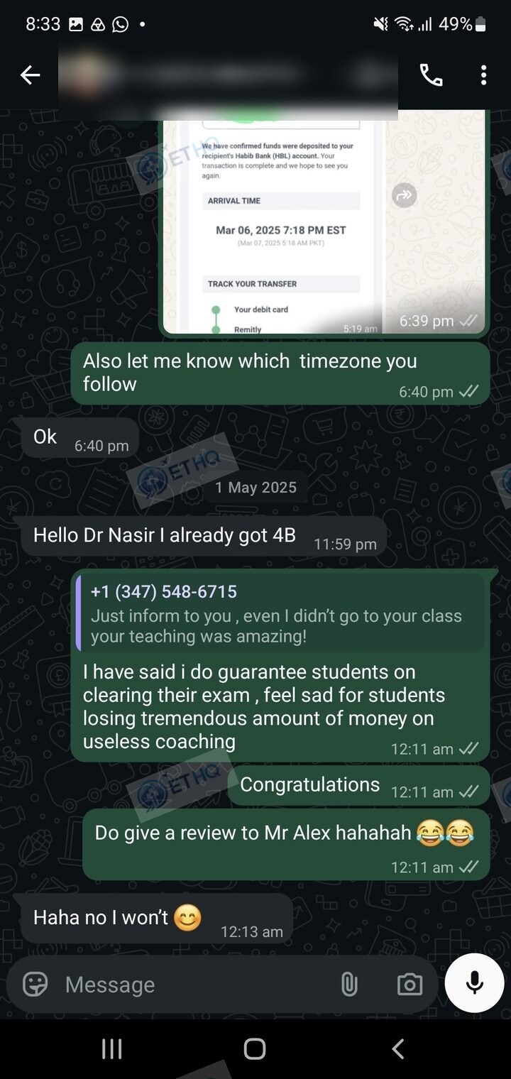 Story 10, after: the same student sharing their passing result